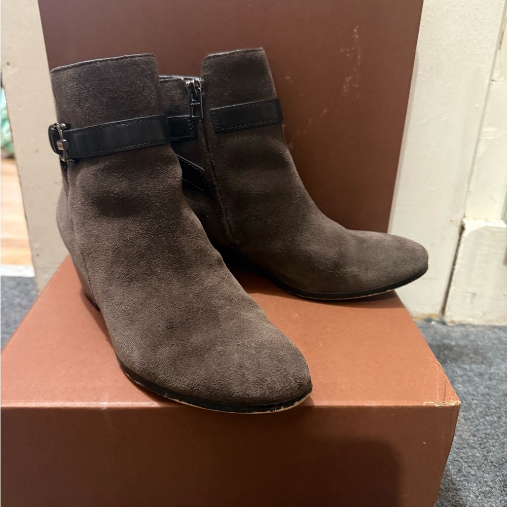 Coach Brown and Black Ankle Booties with Strap Detail - Picture 3 of 6